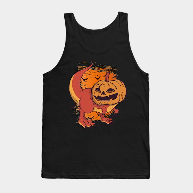 Halloween Happy Halloween Funny Dinosaur Costume Tank Top by Pummli